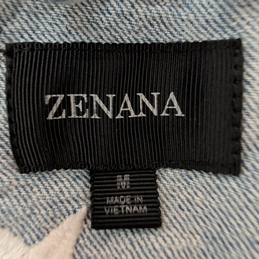 Zenana M Cropped Star Embroidered Denim Jacket Light Wash Raw Hem Western Y2K - Picture 4 of 14